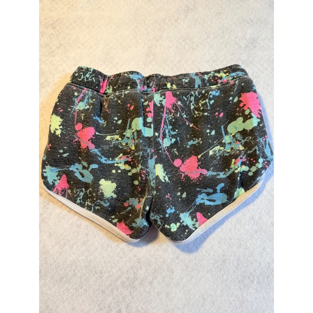 Justice Girls Paint Splatter Dolphin Shorts Neon Pink Blue Gray Size‎ S 7/8